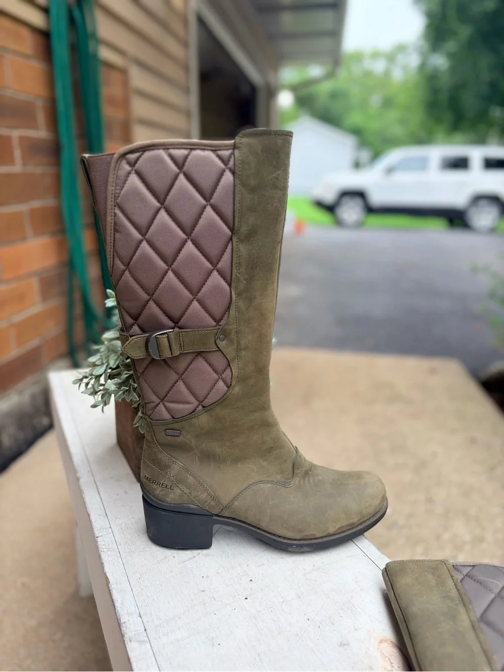 Merrel – Chateau Tall Pull On Waterproof Boots – Quilted Dusty Olive – Sz. 10